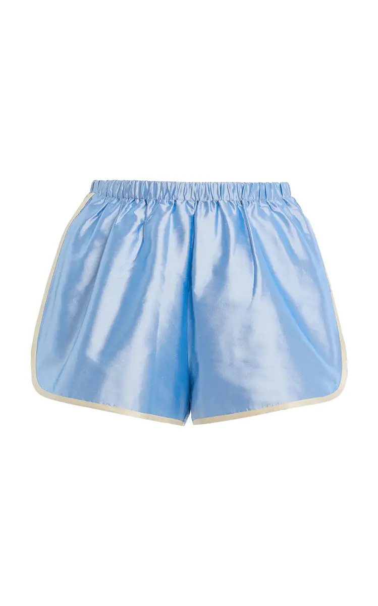 DONNI. Striped Silk Taffeta Mini Shorts | Thumbnail 4
