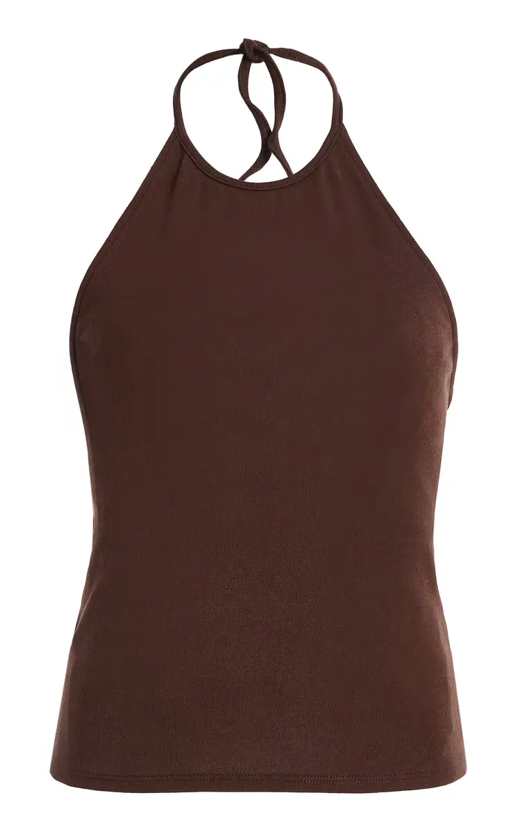 DONNI. The Baby Ribbed Cotton Halter Top
