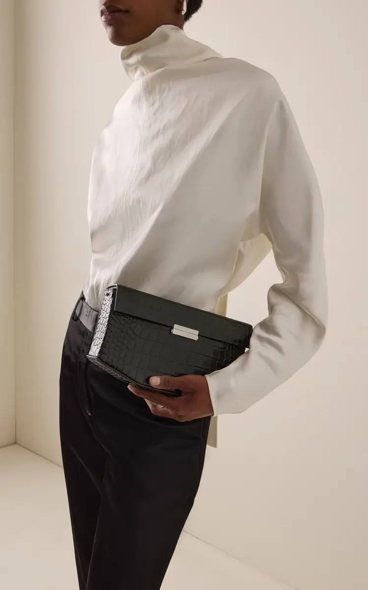 TOTEME Clip Croc-Embossed Leather Shoulder Bag | Thumbnail 2