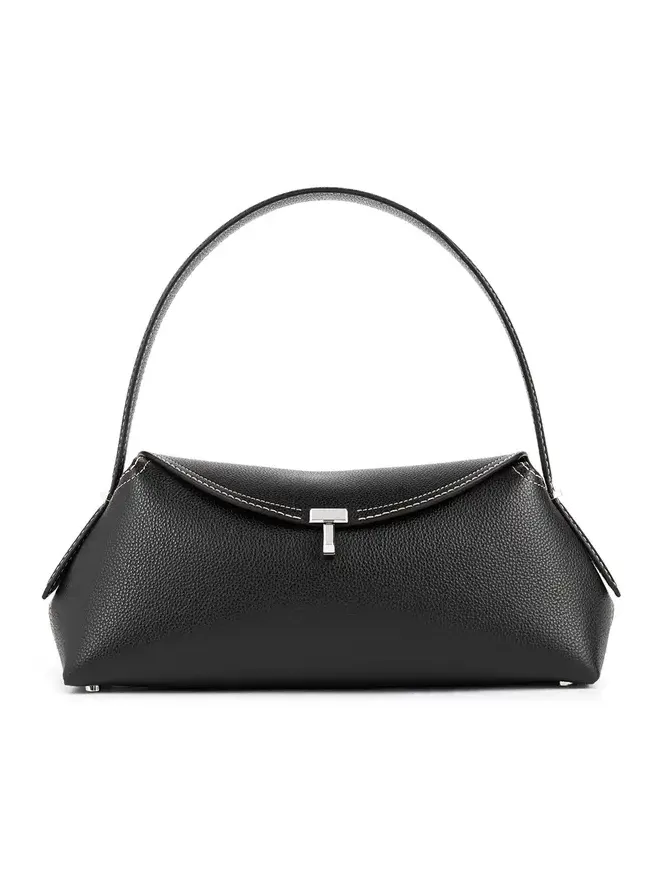 T-Lock Grained Leather Shoulder Bag