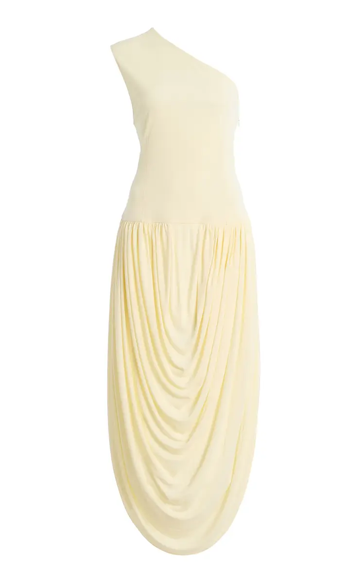 Brandon Maxwell Exlcusive The Mila Draped Jersey Midi Dress | Image 1 Brandon Maxwell Exlcusive The Mila Draped Jersey Midi Dress | Image 1