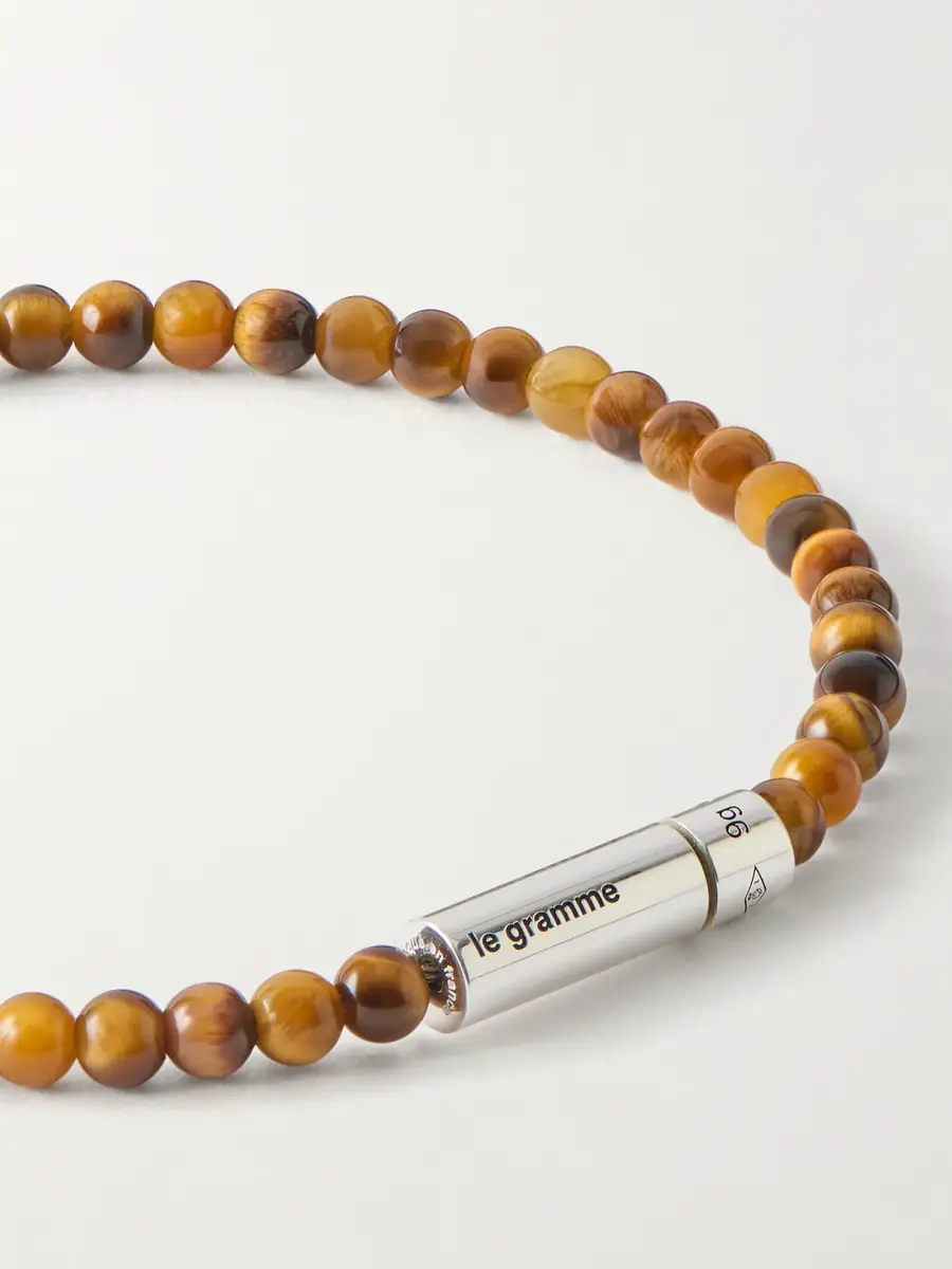 LE GRAMME 11g Sterling Silver and Tiger Eye Beaded Bracelet - Men | Thumbnail 4 LE GRAMME 11g Sterling Silver and Tiger Eye Beaded Bracelet - Men | Thumbnail 4