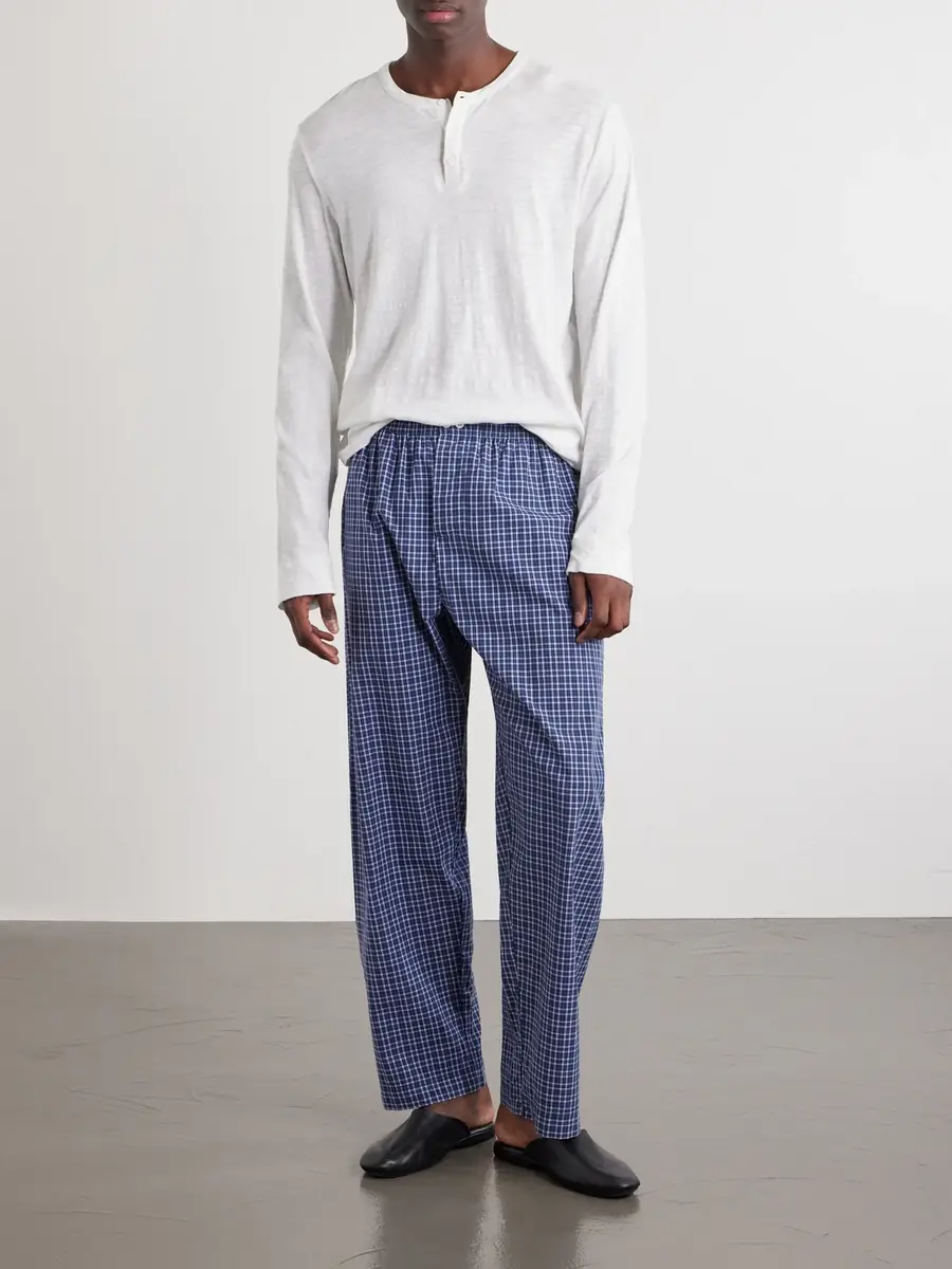 Tekla Straight-Leg Checked Organic Cotton-Poplin Pyjama Trousers - Men | Thumbnail 2