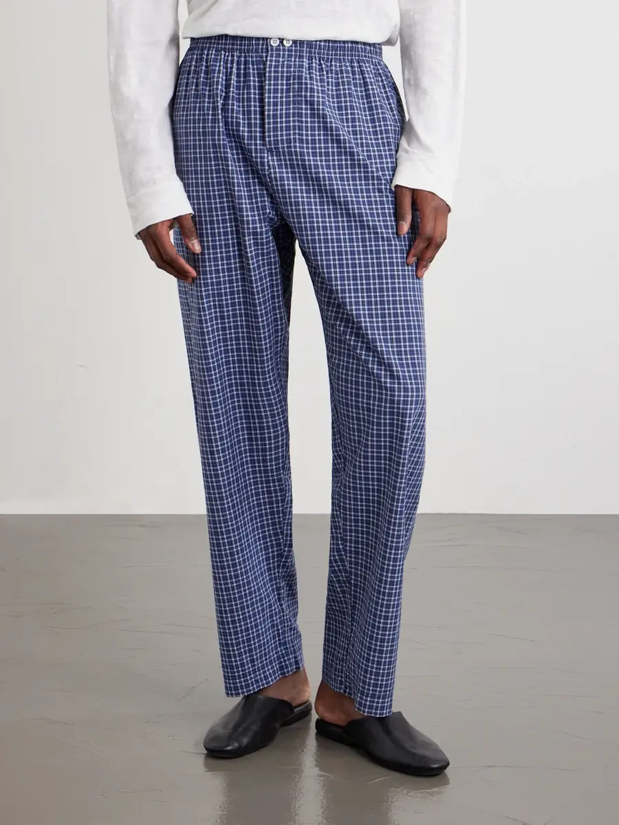 Tekla Straight-Leg Checked Organic Cotton-Poplin Pyjama Trousers - Men | Thumbnail 3