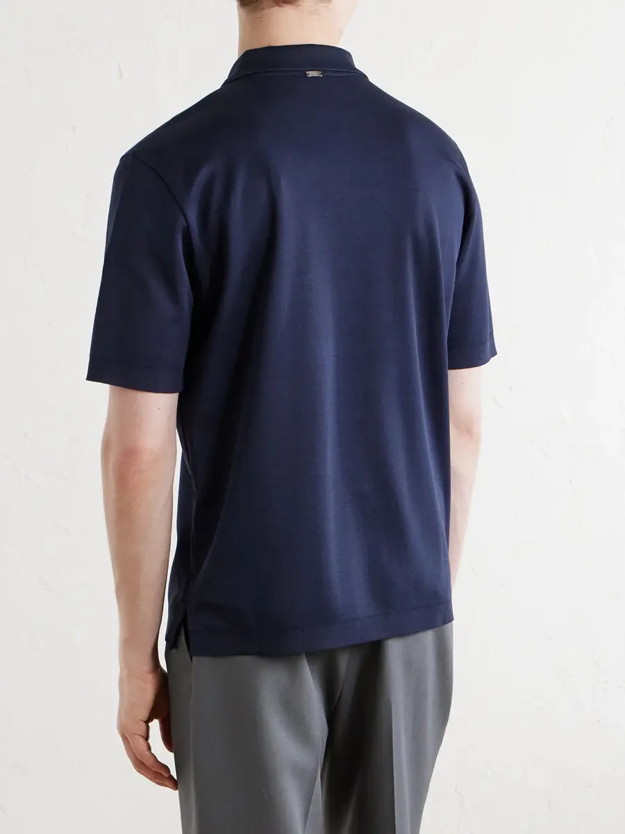 HERNO Open-Collar Cotton Polo Shirt - Men | Thumbnail 4