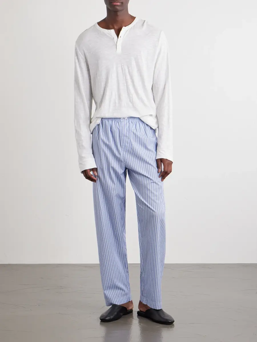 Tekla Straight-Leg Striped Organic Cotton Pyjama Trousers - Men | Thumbnail 2 Tekla Straight-Leg Striped Organic Cotton Pyjama Trousers - Men | Thumbnail 2
