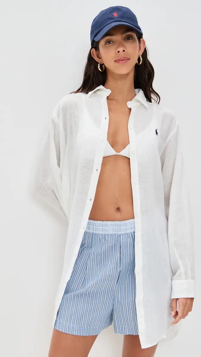 Polo Ralph Lauren Cotton Linen Boyfriend Shirt | Thumbnail 2