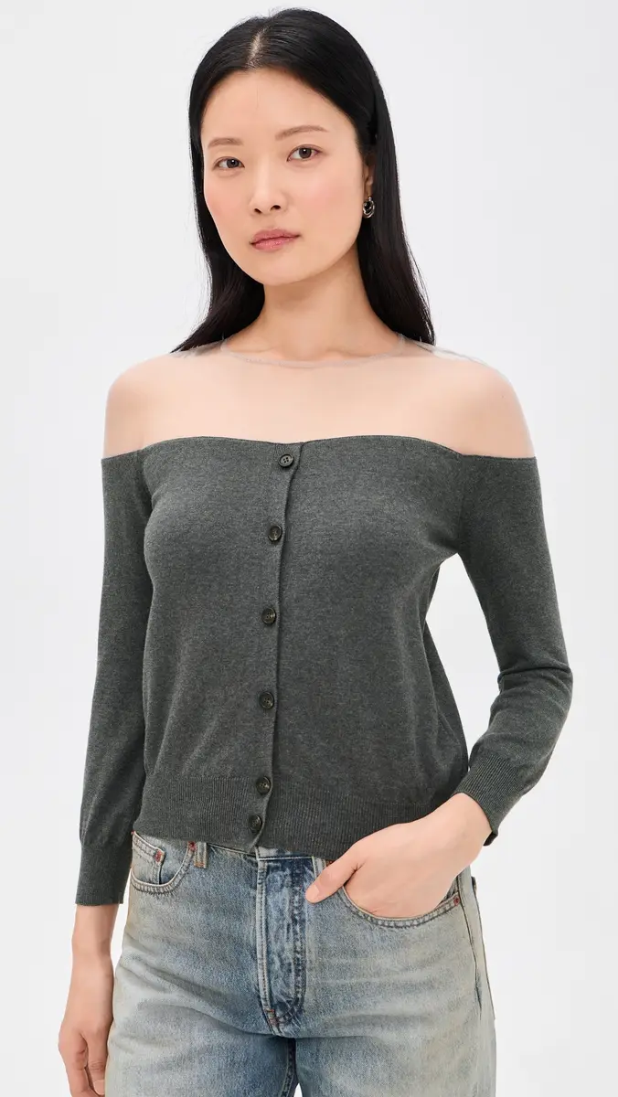 MM6 Maison Margiela Knit Cardigan Dark Grey elange | Thumbnail 2