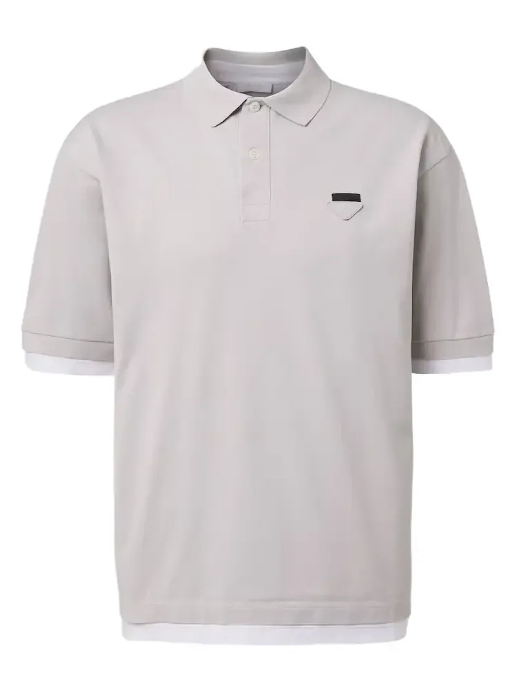 Layered cotton piqué polo shirt