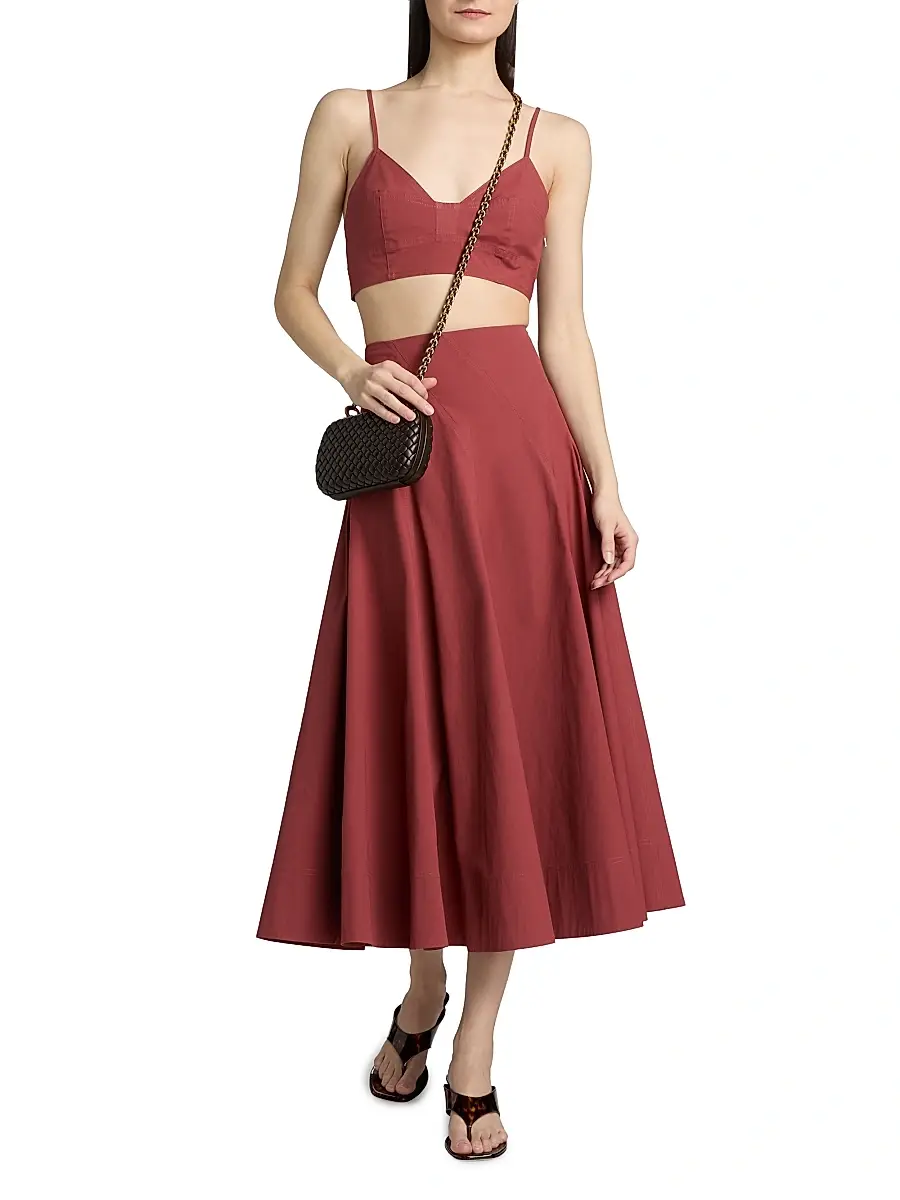 A.L.C. A. L.C. Women's Gemma Stretch-Cotton A-Line Midi-Skirt | Thumbnail 2 A.L.C. A. L.C. Women's Gemma Stretch-Cotton A-Line Midi-Skirt | Thumbnail 2