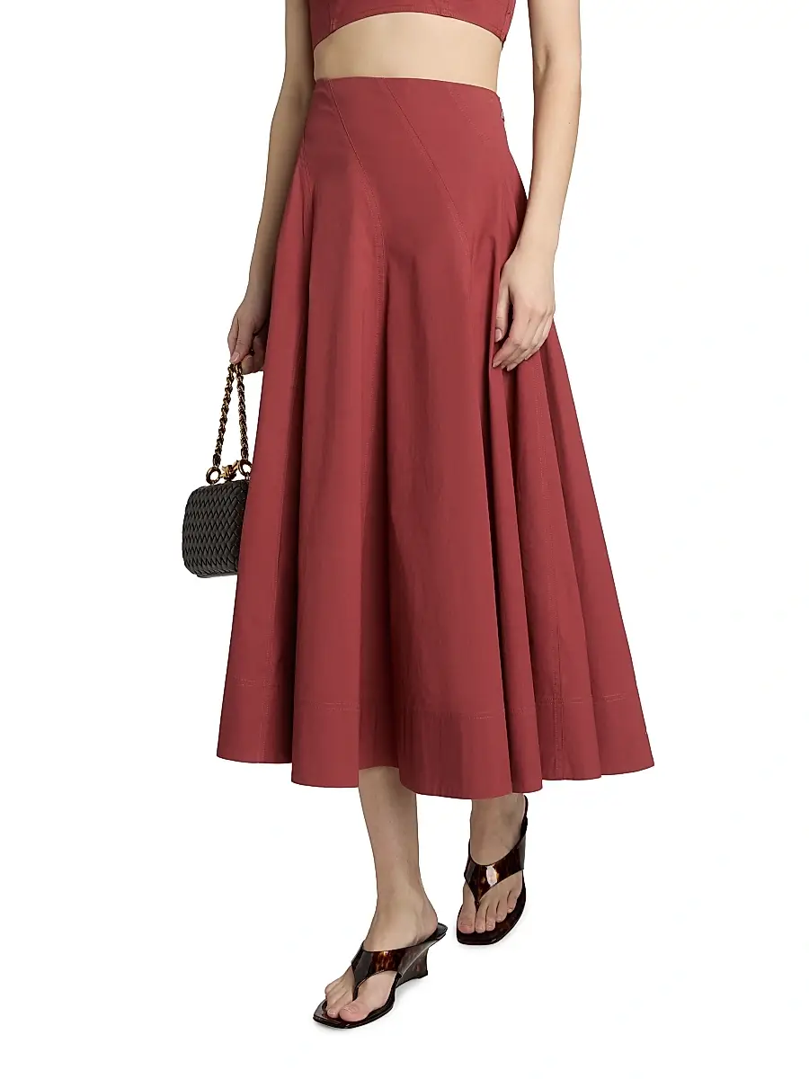 A.L.C. A. L.C. Women's Gemma Stretch-Cotton A-Line Midi-Skirt | Thumbnail 3 A.L.C. A. L.C. Women's Gemma Stretch-Cotton A-Line Midi-Skirt | Thumbnail 3