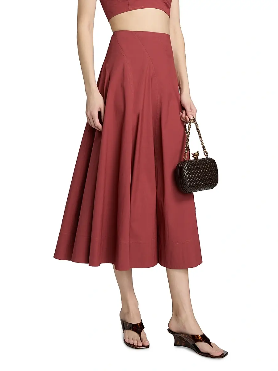 A.L.C. A. L.C. Women's Gemma Stretch-Cotton A-Line Midi-Skirt | Thumbnail 4 A.L.C. A. L.C. Women's Gemma Stretch-Cotton A-Line Midi-Skirt | Thumbnail 4
