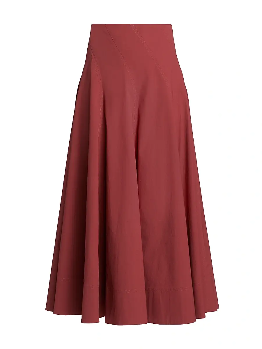 A.L.C. Women's Gemma Stretch-Cotton A-Line Midi-Skirt - Apple Butter | Image 1 A.L.C. Women's Gemma Stretch-Cotton A-Line Midi-Skirt - Apple Butter | Image 1
