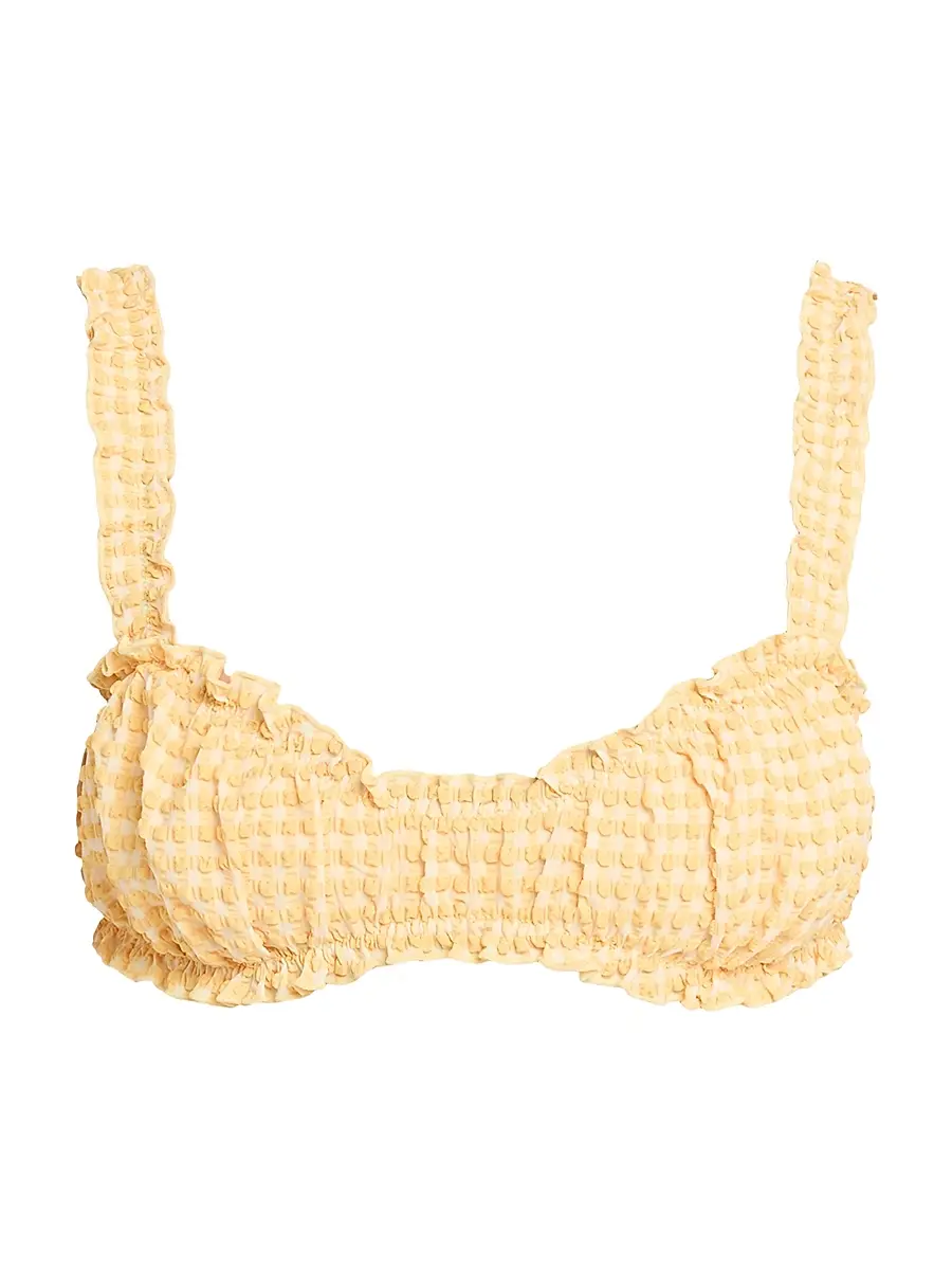 Simkhai Women's Evander Ruched Bikini Top | Image 1 Simkhai Women's Evander Ruched Bikini Top | Image 1