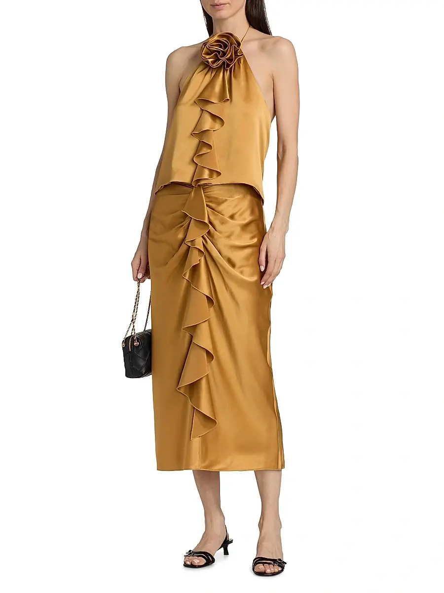 Cinq à Sept Women's Hallie Silk Ruffle Halterneck Top | Thumbnail 2 Cinq à Sept Women's Hallie Silk Ruffle Halterneck Top | Thumbnail 2