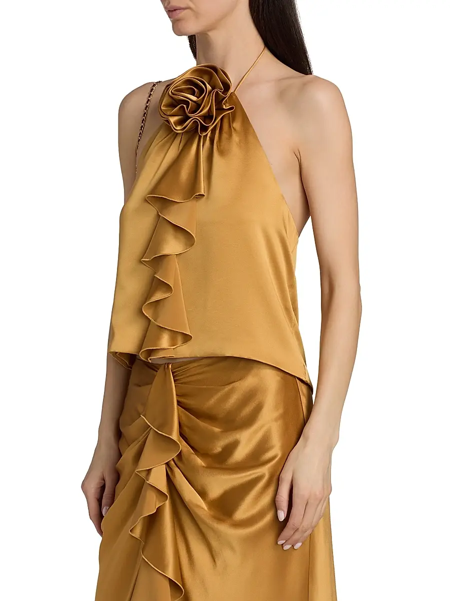 Cinq à Sept Women's Hallie Silk Ruffle Halterneck Top | Thumbnail 4 Cinq à Sept Women's Hallie Silk Ruffle Halterneck Top | Thumbnail 4