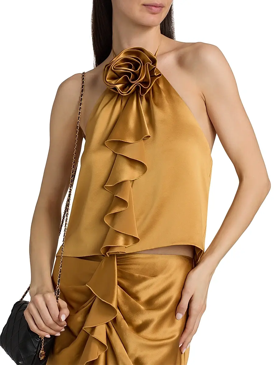 Cinq à Sept Women's Hallie Silk Ruffle Halterneck Top | Thumbnail 6 Cinq à Sept Women's Hallie Silk Ruffle Halterneck Top | Thumbnail 6