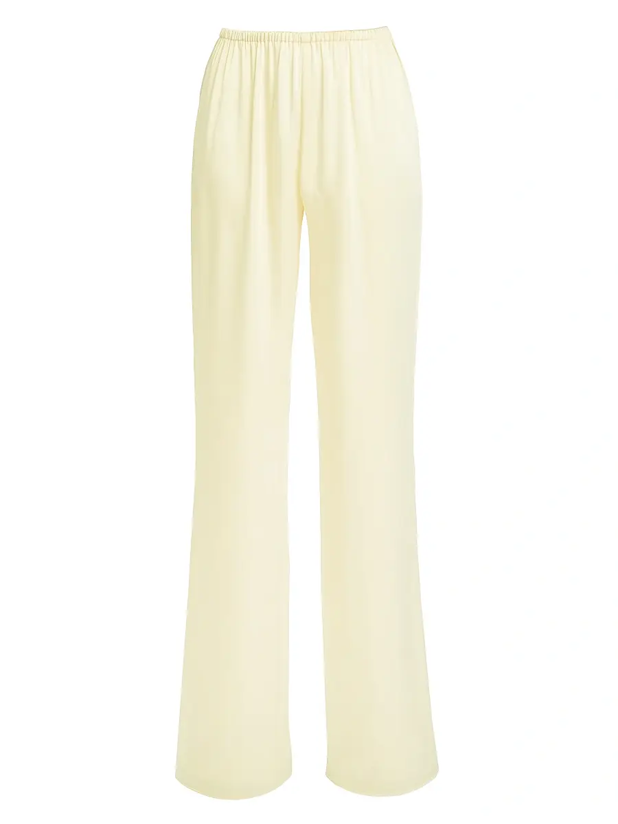 SEROYA Women's Lillian Satin Wide-Leg Pants - Butter | Image 1 SEROYA Women's Lillian Satin Wide-Leg Pants - Butter | Image 1