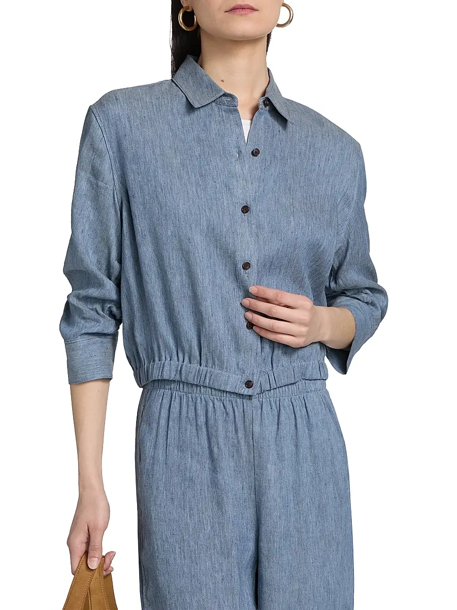Theory Women's Linen-Blend Boxy Crop Shirt | Thumbnail 3 Theory Women's Linen-Blend Boxy Crop Shirt | Thumbnail 3