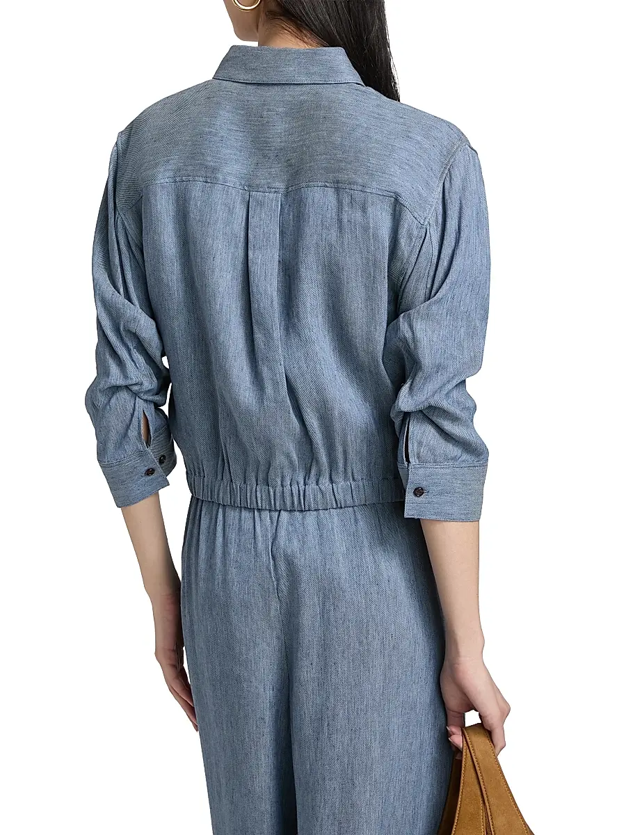 Theory Women's Linen-Blend Boxy Crop Shirt | Thumbnail 5 Theory Women's Linen-Blend Boxy Crop Shirt | Thumbnail 5