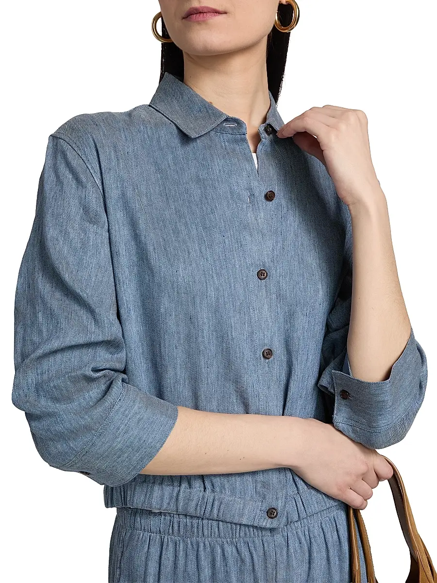 Theory Women's Linen-Blend Boxy Crop Shirt | Thumbnail 6 Theory Women's Linen-Blend Boxy Crop Shirt | Thumbnail 6