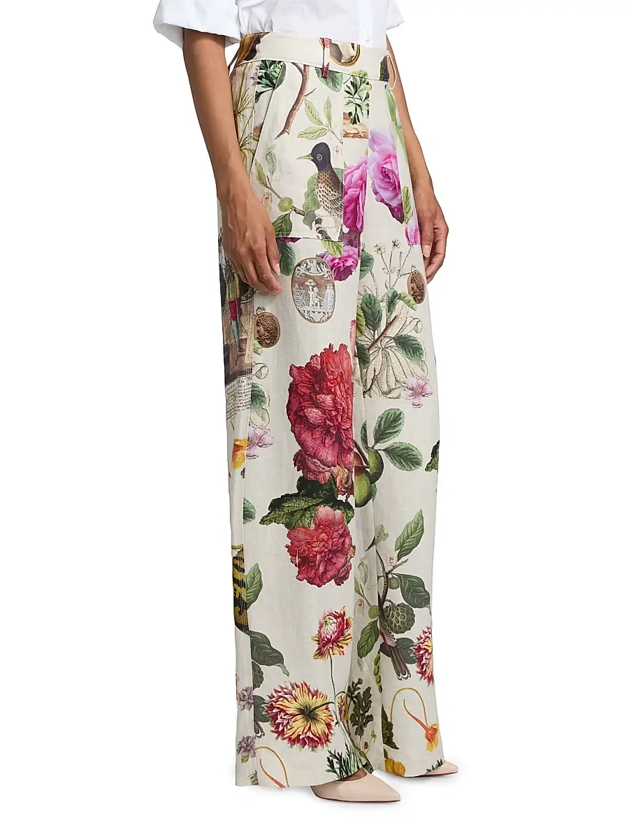 Libertine Women's Hollyhock Floral Linen Sailor Pants | Thumbnail 4 Libertine Women's Hollyhock Floral Linen Sailor Pants | Thumbnail 4