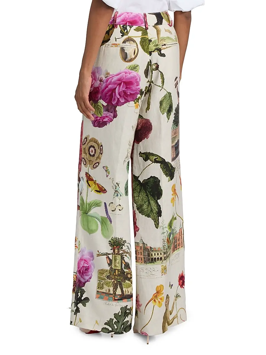 Libertine Women's Hollyhock Floral Linen Sailor Pants | Thumbnail 5 Libertine Women's Hollyhock Floral Linen Sailor Pants | Thumbnail 5