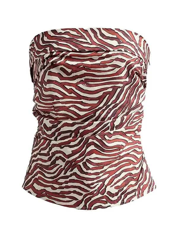 Women's Maisy Coral-Print Poplin Strapless Top Women's Maisy Coral-Print Poplin Strapless Top