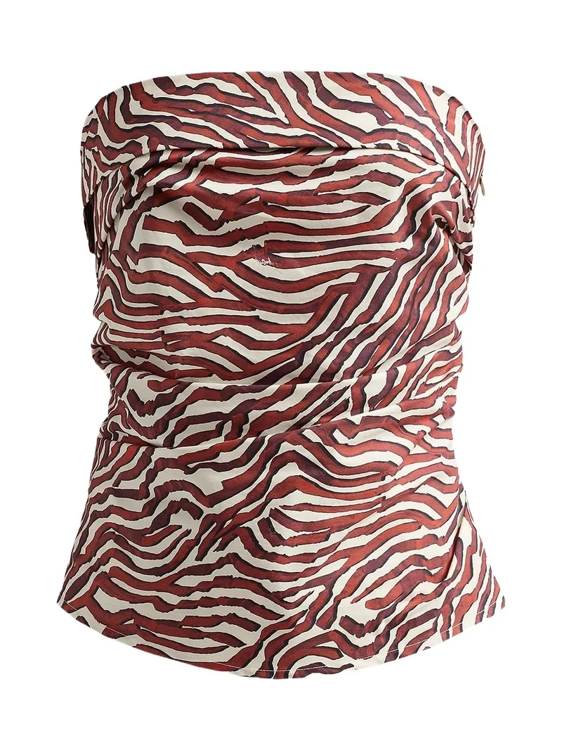 Proenza Schouler White Label Women's Maisy Coral-Print Poplin Strapless Top
