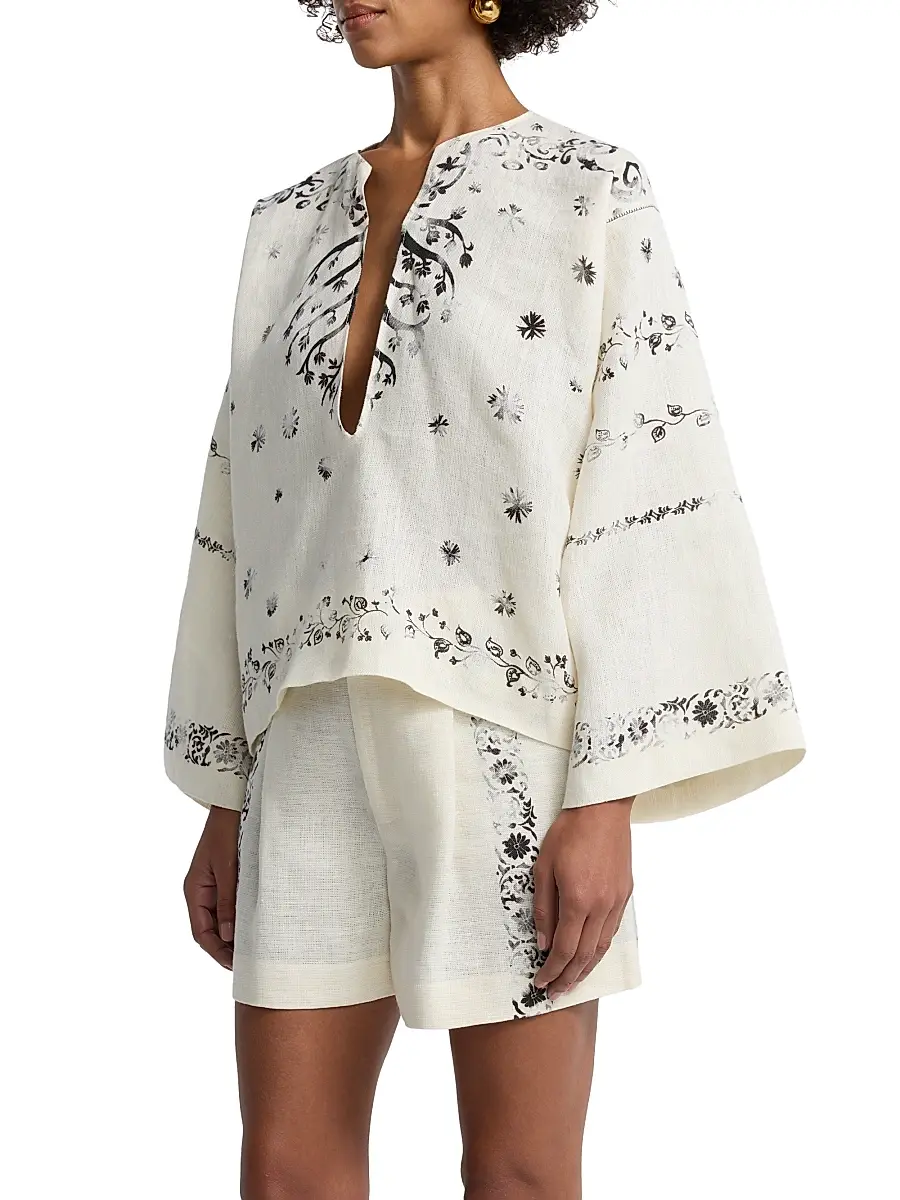 Alberta Ferretti Women's Printed Linen Blouse | Thumbnail 4 Alberta Ferretti Women's Printed Linen Blouse | Thumbnail 4