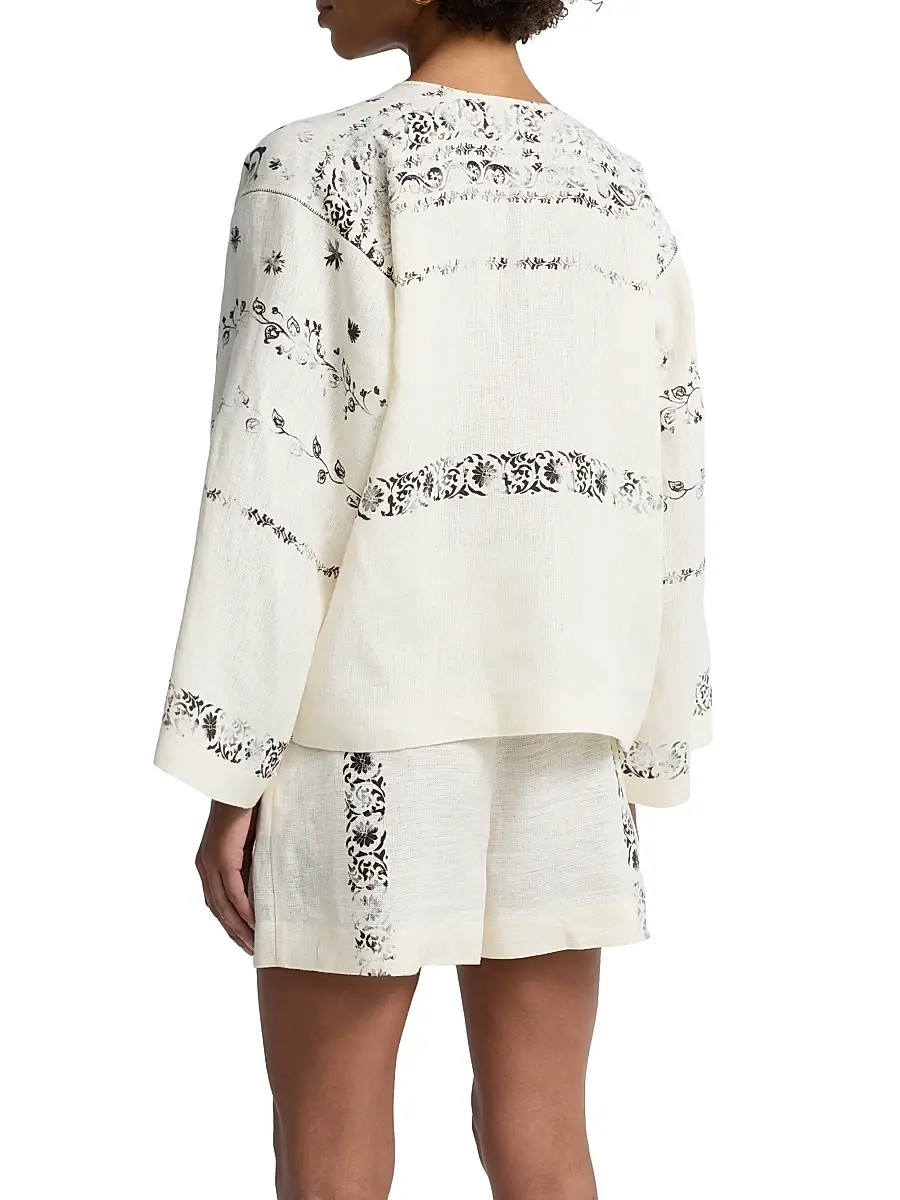 Alberta Ferretti Women's Printed Linen Blouse | Thumbnail 5 Alberta Ferretti Women's Printed Linen Blouse | Thumbnail 5
