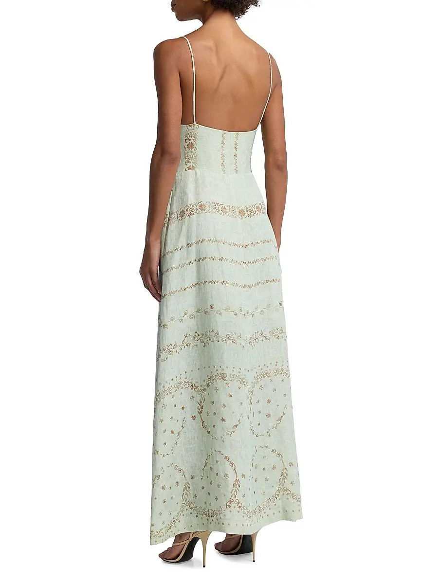 Alberta Ferretti Women's Printed Linen Maxi Dress | Thumbnail 5 Alberta Ferretti Women's Printed Linen Maxi Dress | Thumbnail 5