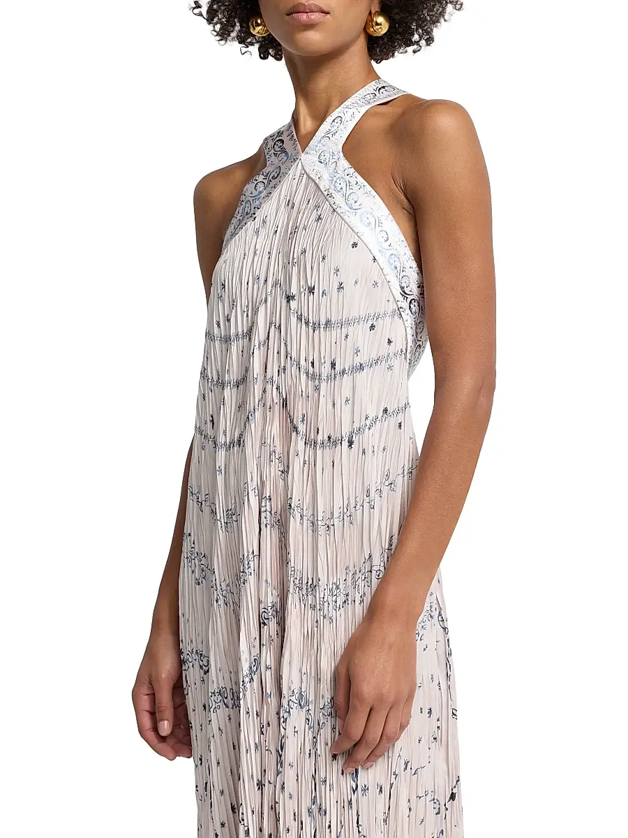 Alberta Ferretti Women's Printed Satin Halterneck Maxi Dress | Thumbnail 6 Alberta Ferretti Women's Printed Satin Halterneck Maxi Dress | Thumbnail 6