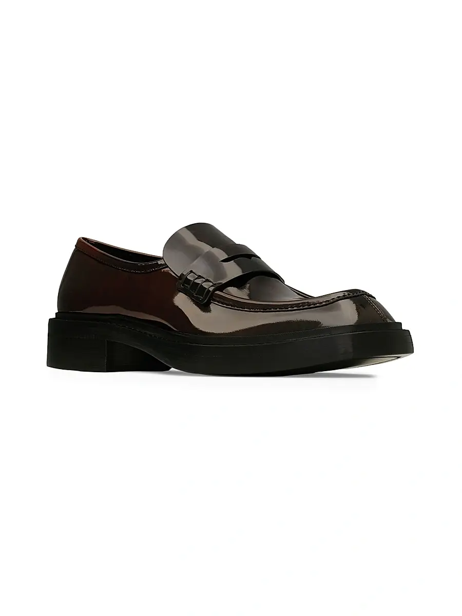 Saint Laurent Men's Harvey Loafers in Glazed Leather - Helios Bordeaux | Thumbnail 2 Saint Laurent Men's Harvey Loafers in Glazed Leather - Helios Bordeaux | Thumbnail 2