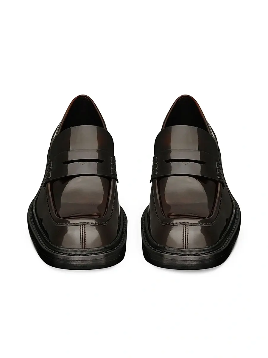 Saint Laurent Men's Harvey Loafers in Glazed Leather - Helios Bordeaux | Thumbnail 3 Saint Laurent Men's Harvey Loafers in Glazed Leather - Helios Bordeaux | Thumbnail 3
