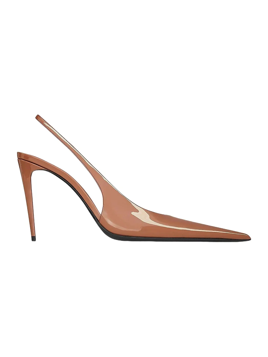 Women's Guermantes Slingback Pumps in Patent Leather - Noisette