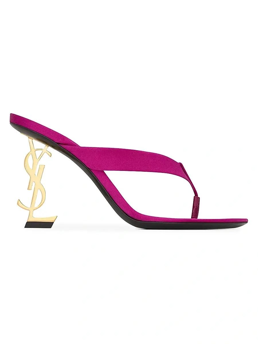 Saint Laurent Women's Opyum Mules in Satin Crepe - Fuchsia | Image 1 Saint Laurent Women's Opyum Mules in Satin Crepe - Fuchsia | Image 1