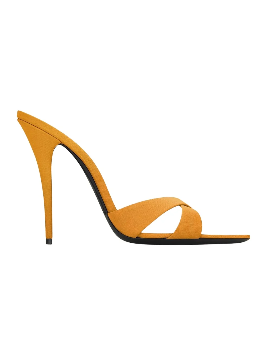 Saint Laurent Women's Kirat Sandals in Satin Crepe - Yellow