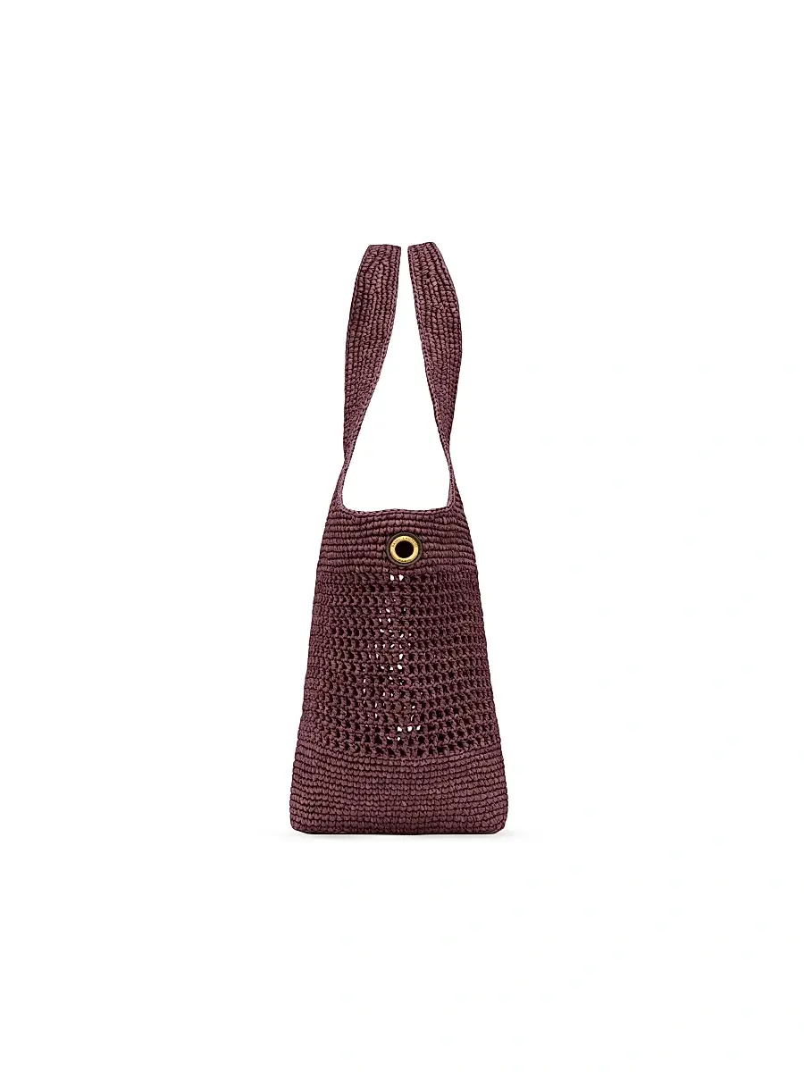 Saint Laurent Women's Icare Medium Tote Bag in Raffia - Rouge Cabernet | Thumbnail 4 Saint Laurent Women's Icare Medium Tote Bag in Raffia - Rouge Cabernet | Thumbnail 4