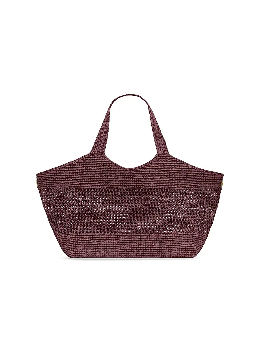 Saint Laurent Women's Icare Medium Tote Bag in Raffia - Rouge Cabernet | Thumbnail 5 Saint Laurent Women's Icare Medium Tote Bag in Raffia - Rouge Cabernet | Thumbnail 5