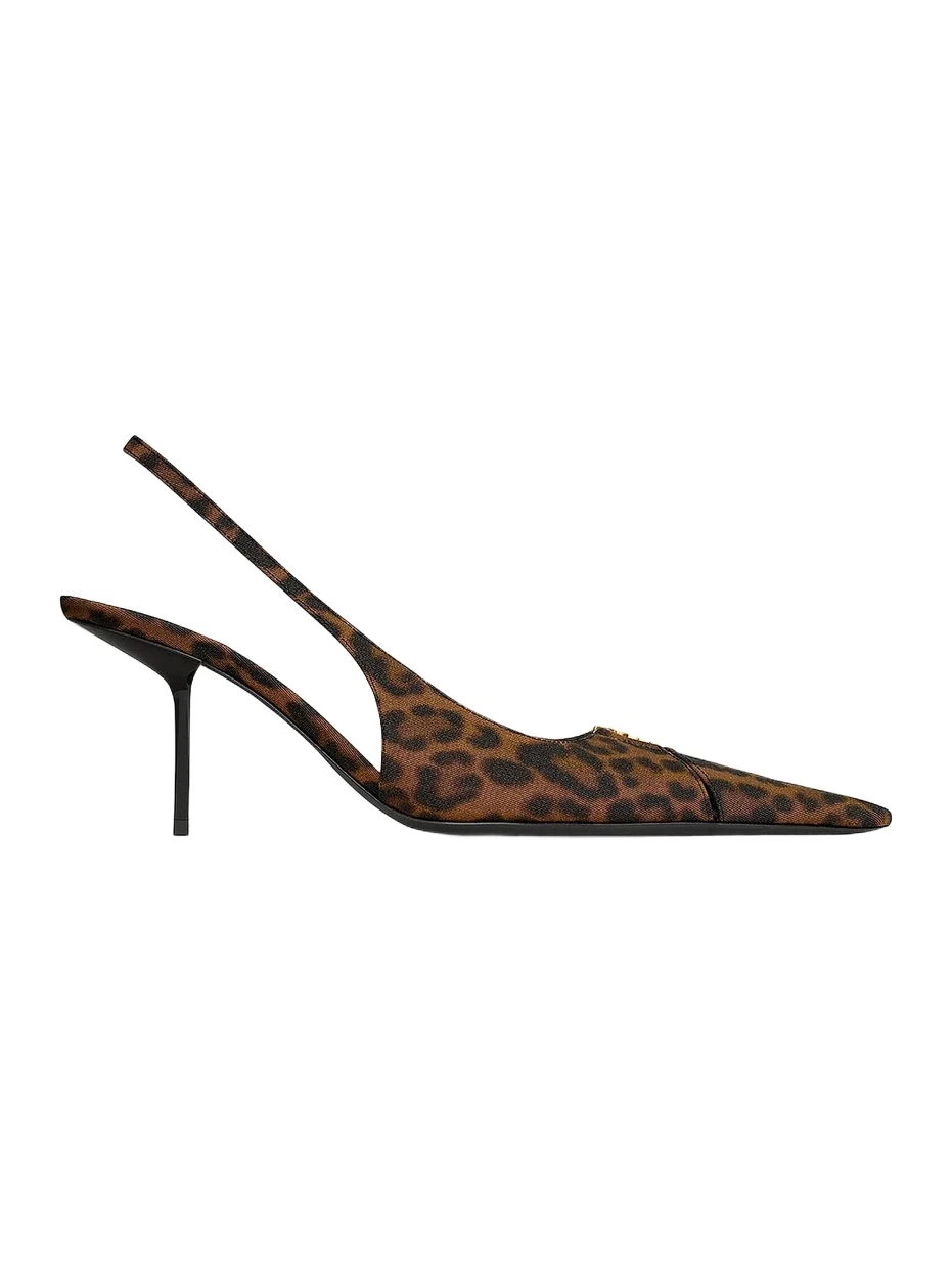 Women's Slingback Pumps in Leopard Grosgrain - Leopard Women's Slingback Pumps in Leopard Grosgrain - Leopard