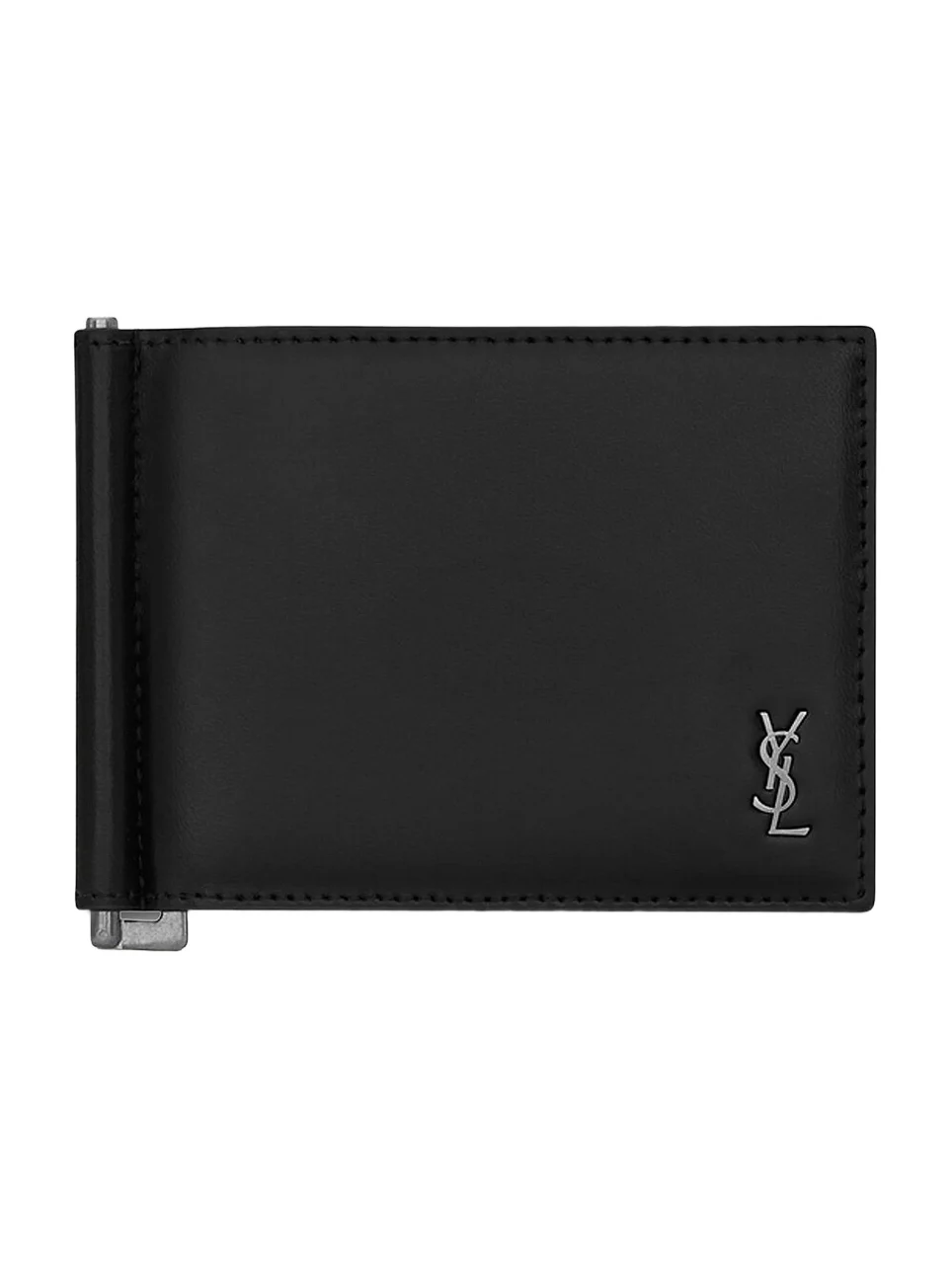 Saint Laurent Men's Tiny Cassandre Bill Clip Wallet in Matte Leather - Black