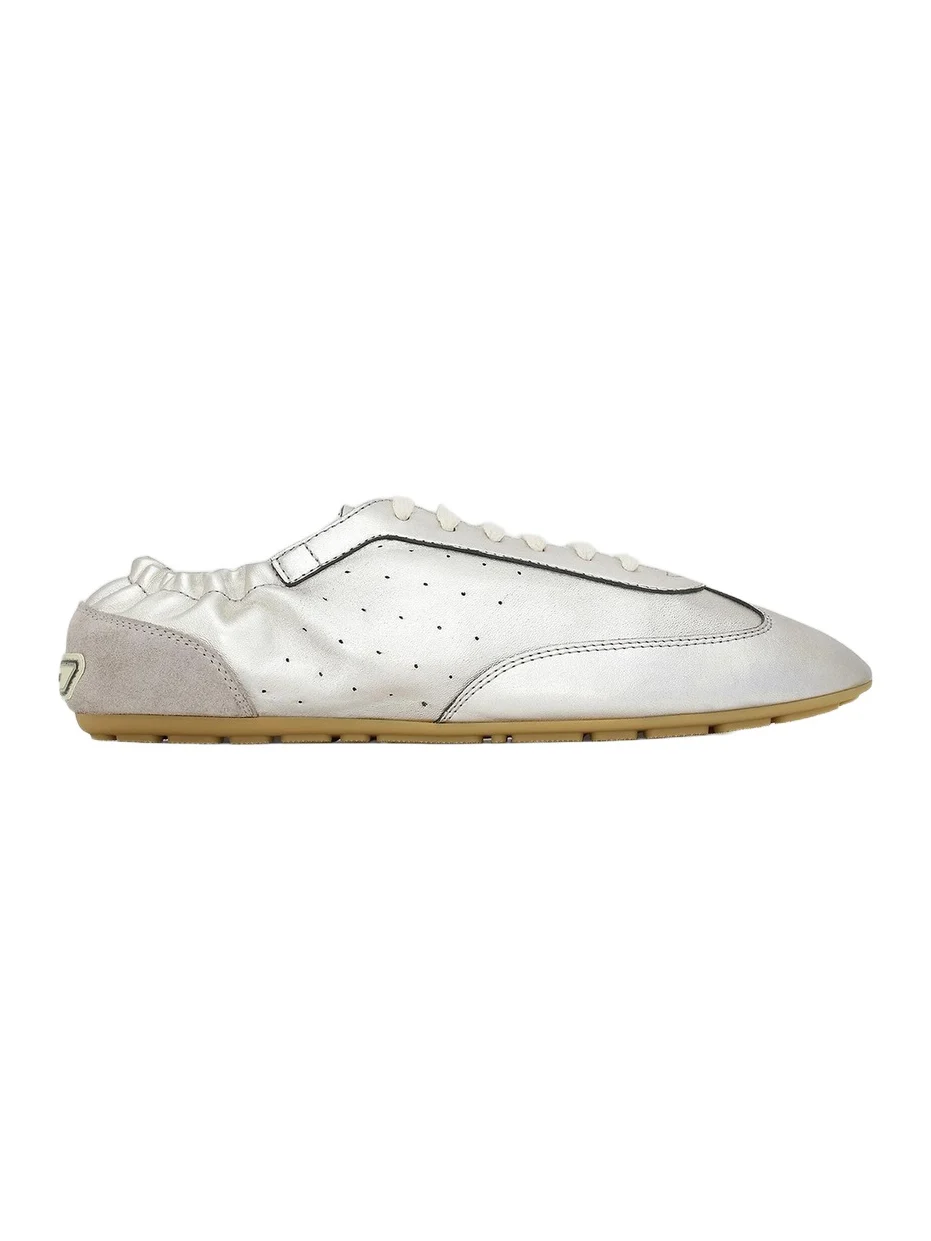 Women's Lewis Sneakers in Metallic Leather and Suede - Silver Pale Women's Lewis Sneakers in Metallic Leather and Suede - Silver Pale