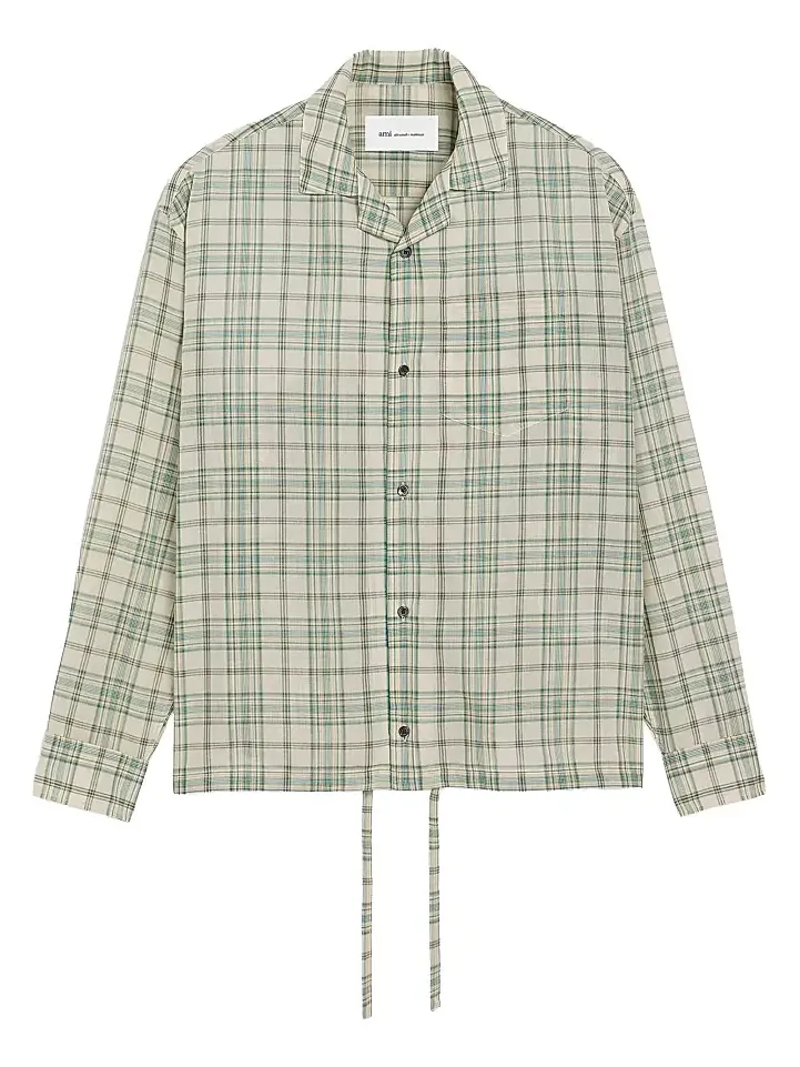 Men's Plaid Cotton-Blend Boxy Camp Shirt Men's Plaid Cotton-Blend Boxy Camp Shirt