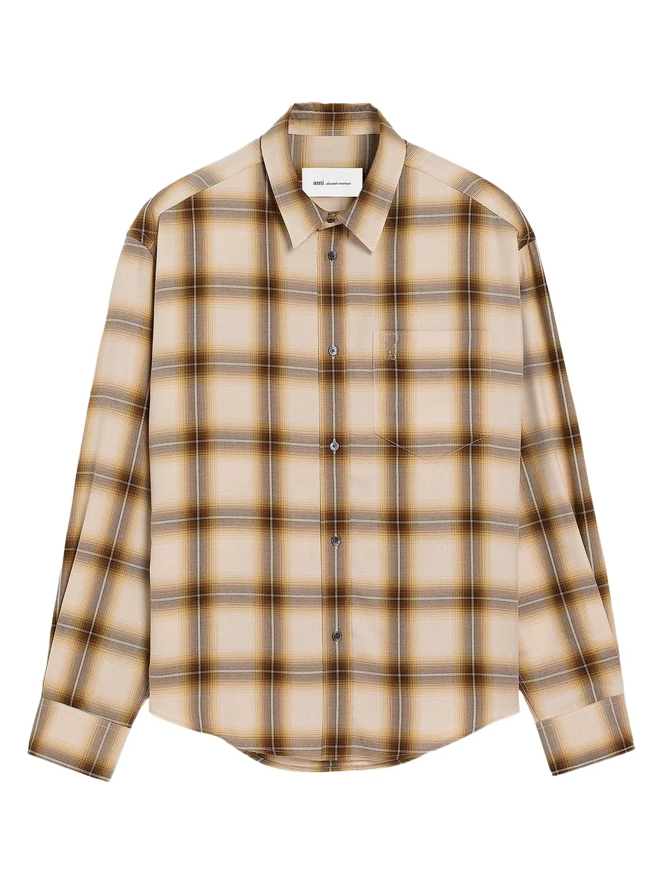 AMI PARIS Men's Shadow-Plaid Boxy Shirt