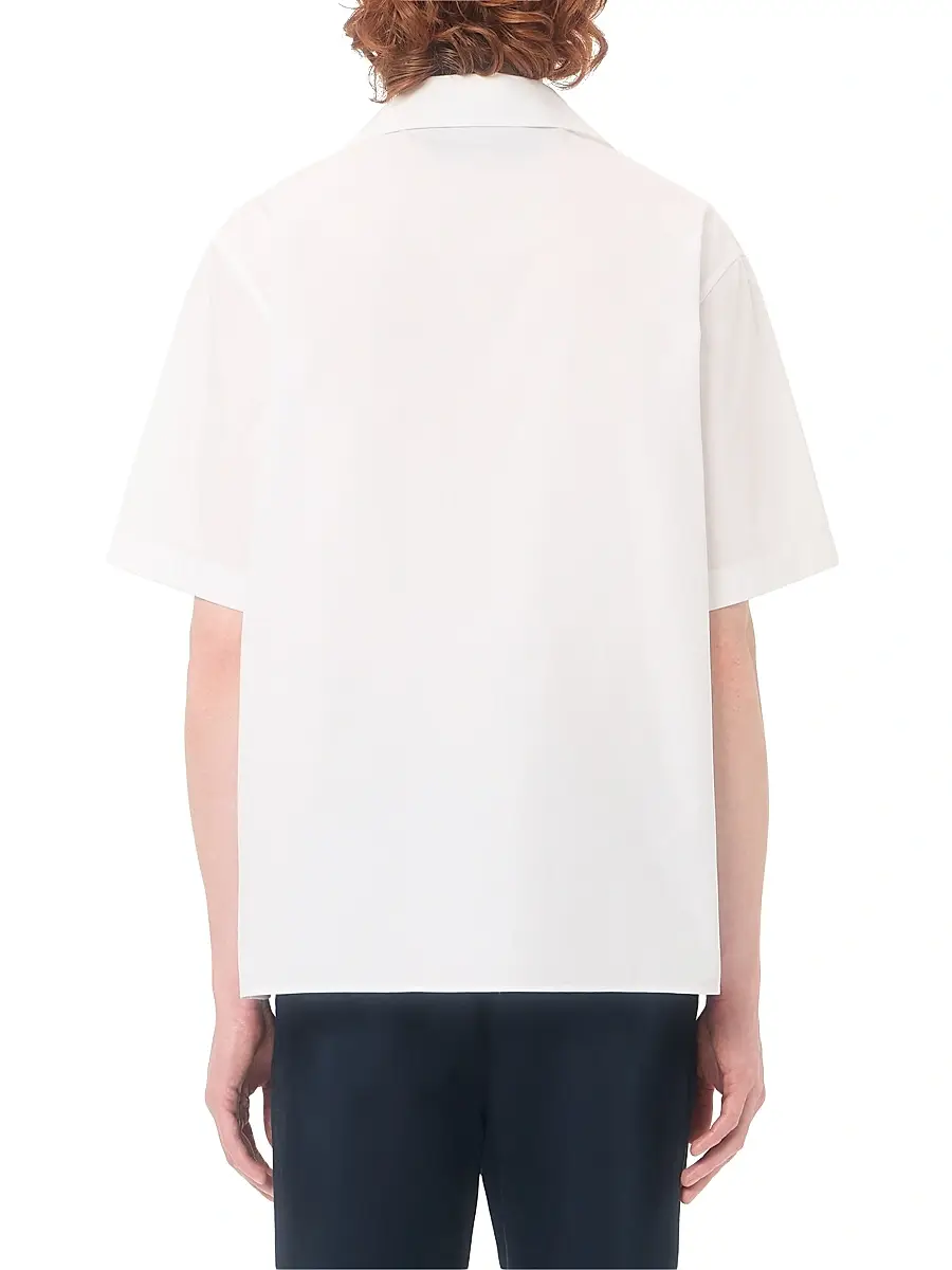 Valentino Men's Bowling Shirt in Cotton Poplin with VGold - White | Thumbnail 5