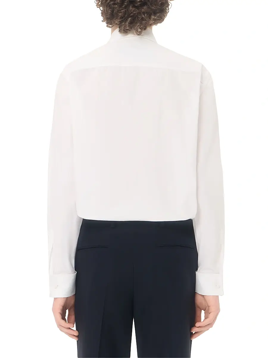 Valentino Men's Cotton Poplin Shirt with Pleated Plastron and Lace Details - White | Thumbnail 5 Valentino Men's Cotton Poplin Shirt with Pleated Plastron and Lace Details - White | Thumbnail 5