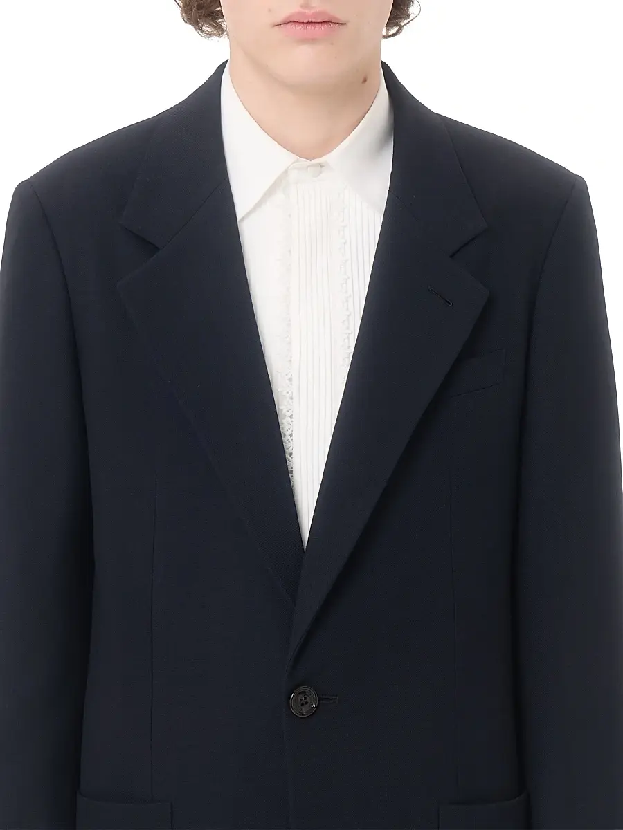 Valentino Men's Cotton Poplin Shirt with Pleated Plastron and Lace Details - White | Thumbnail 6 Valentino Men's Cotton Poplin Shirt with Pleated Plastron and Lace Details - White | Thumbnail 6