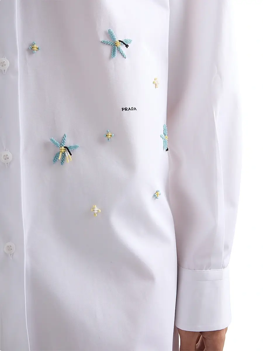 Prada Women's Embroidered Poplin Shirt | Thumbnail 6