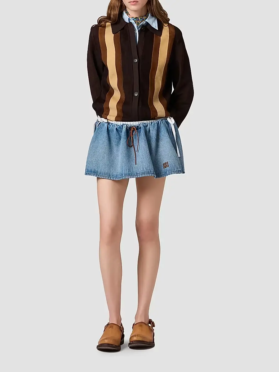 Miu Miu Women's Washed Denim Mini-Skirt | Thumbnail 2